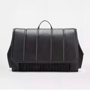 DKNY Unisex Black Quilted lambskin & Suede Messenger Shoulder Crossbody Bag